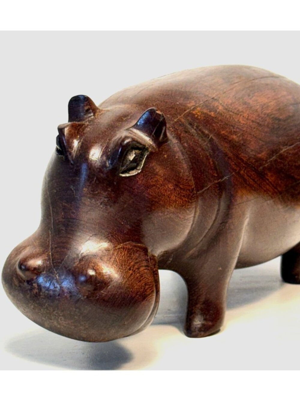 Ironwood Hand-Carved Hippo Statue